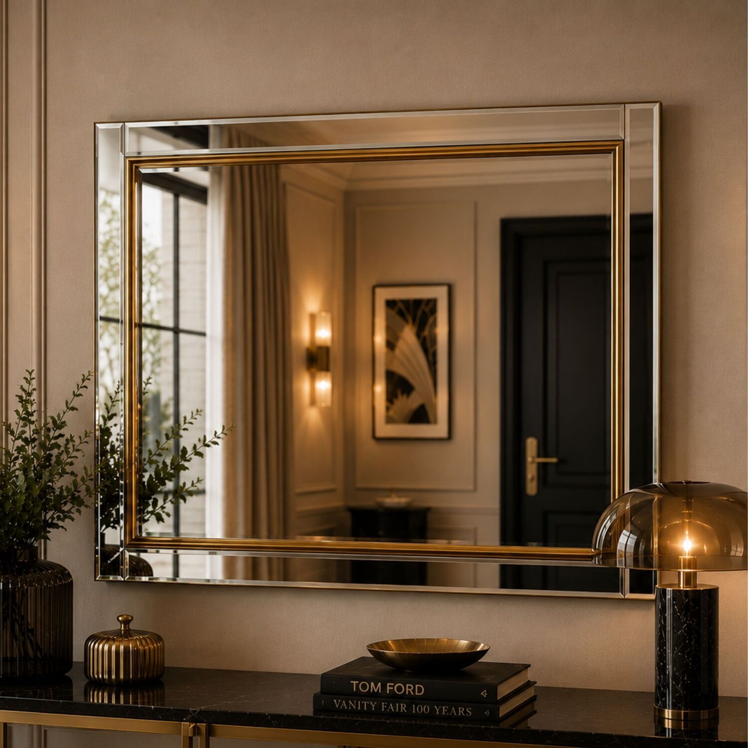 Image of Brass Framed Beveled Mirror - Brass&hellip;