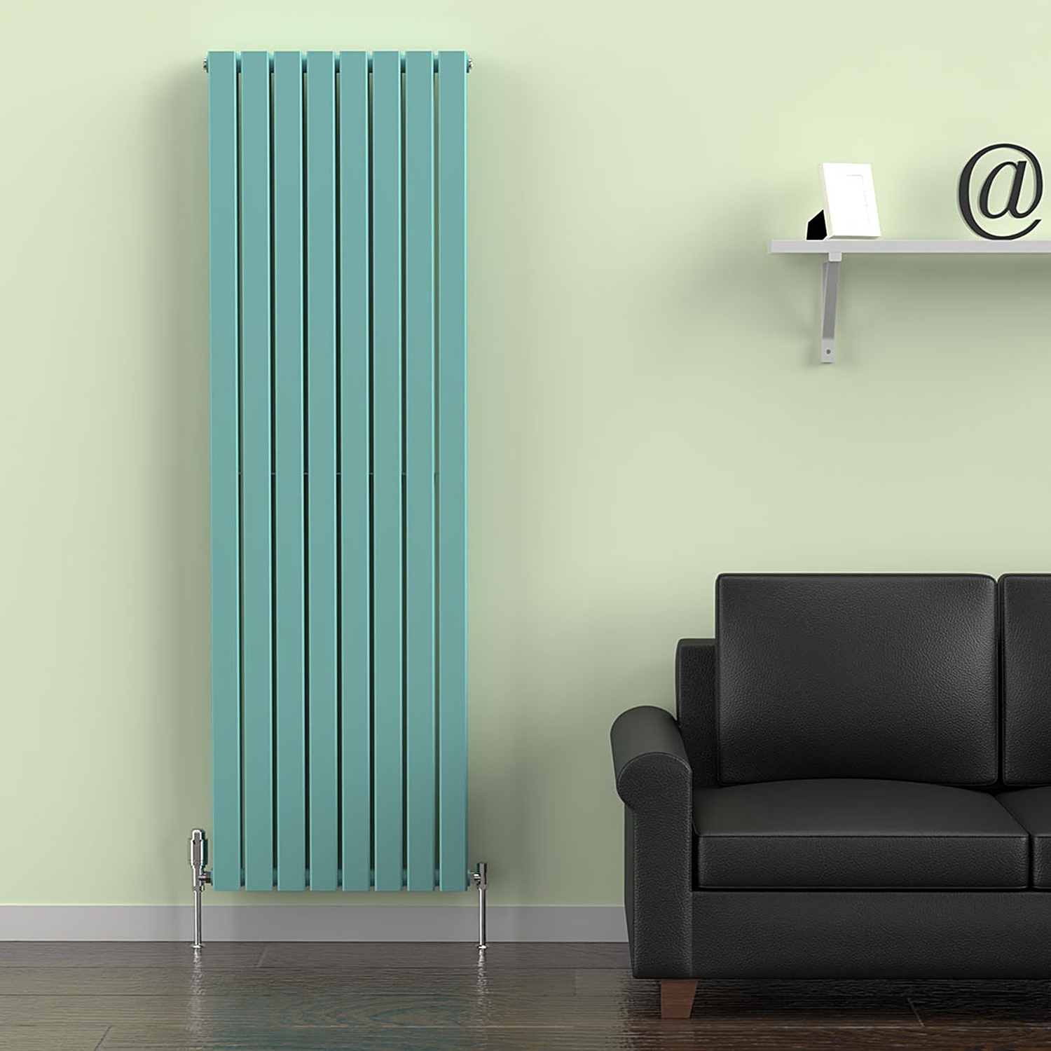 Lux Heat Flat Coloured Vertical Radiator - Light Aqua Green - 1800mm x 560mm (Double) - Light Aqua Green
