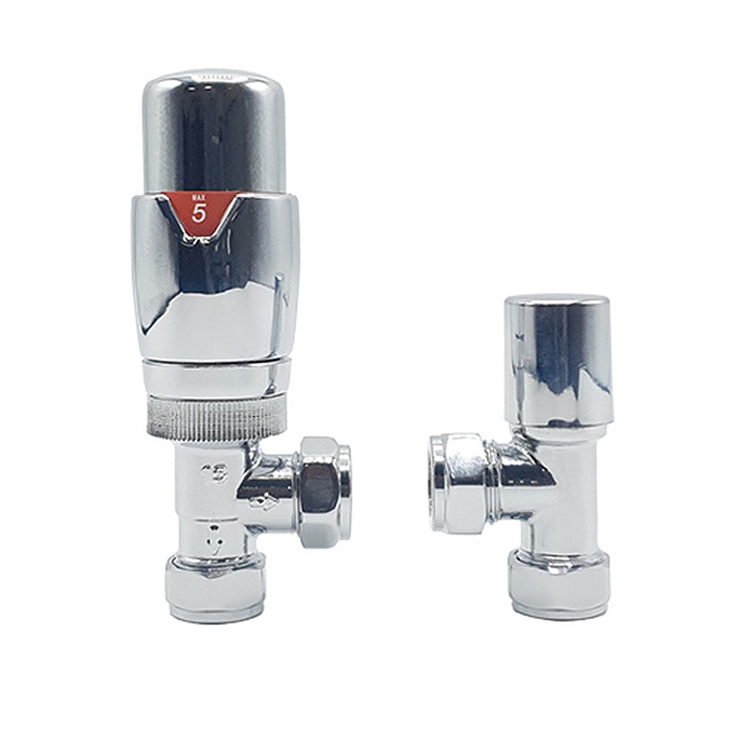 Lux Heat Angled Chrome Thermostatic Radiator Valve (TRV) Set - Image 2