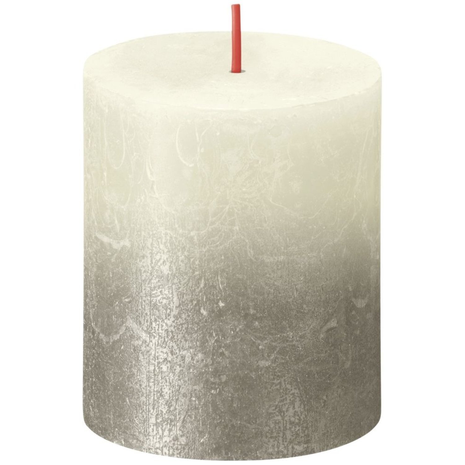 Kdmd Pack Of 2 Faded Soft Pearl Bolsius Rustic Metallic Candles - Grey