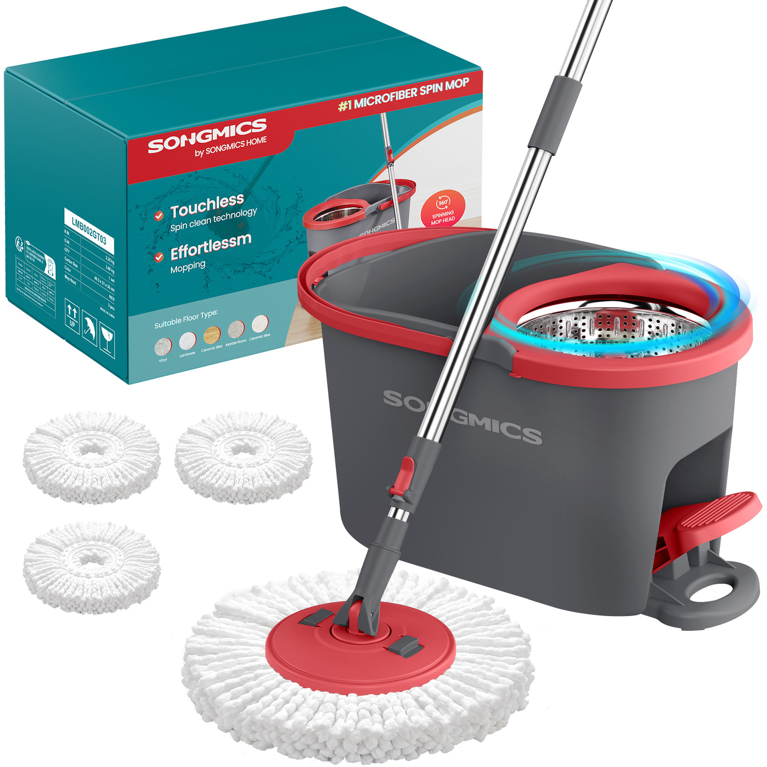 Image of SONGMICS Spin Floor Mop and Bucket&hellip;