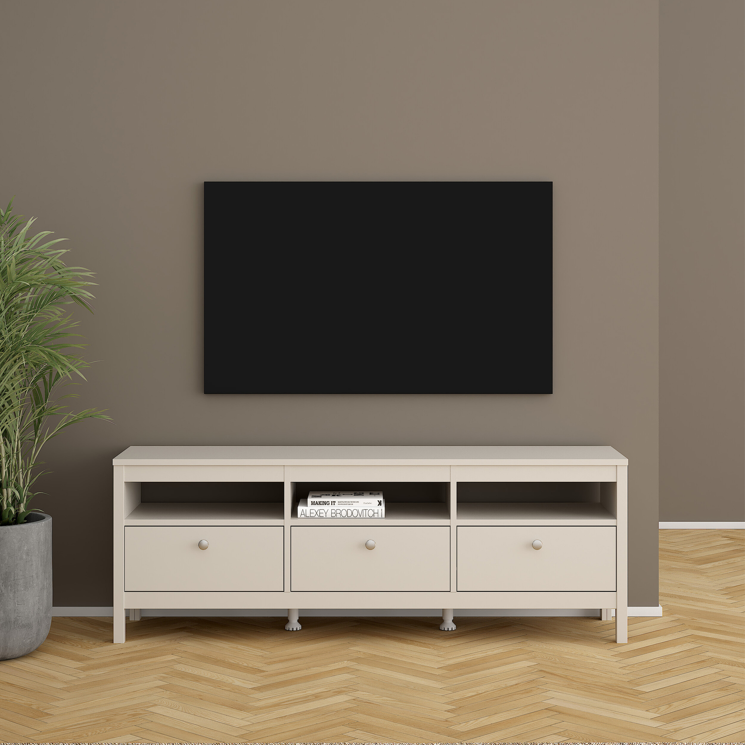 Florence Madrid 3 Drawer TV Unit - Cashmere - Image 3