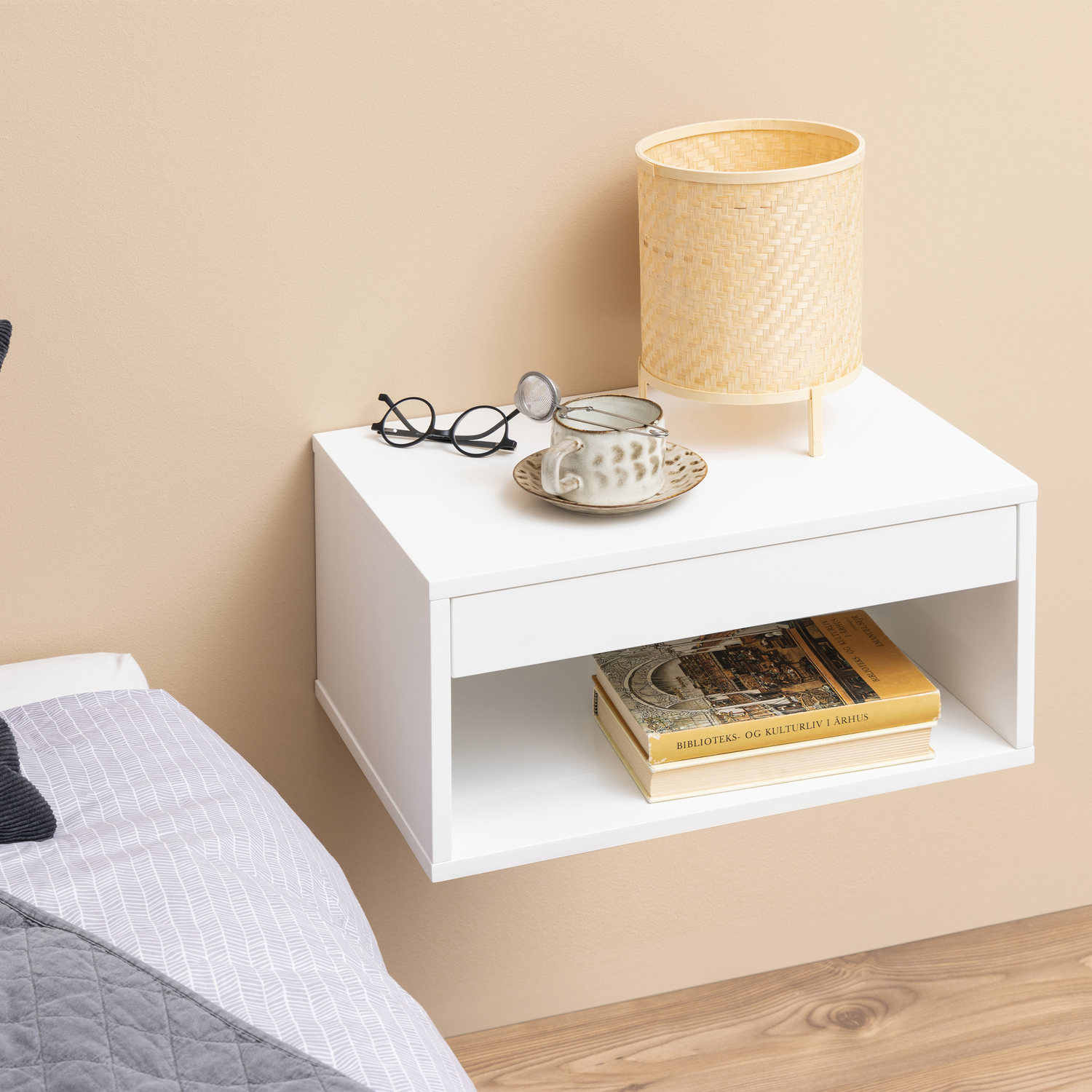 Furniture To Go Florence Cholet Single Drawer Single Shelf White Square Bedside Table - Image 3
