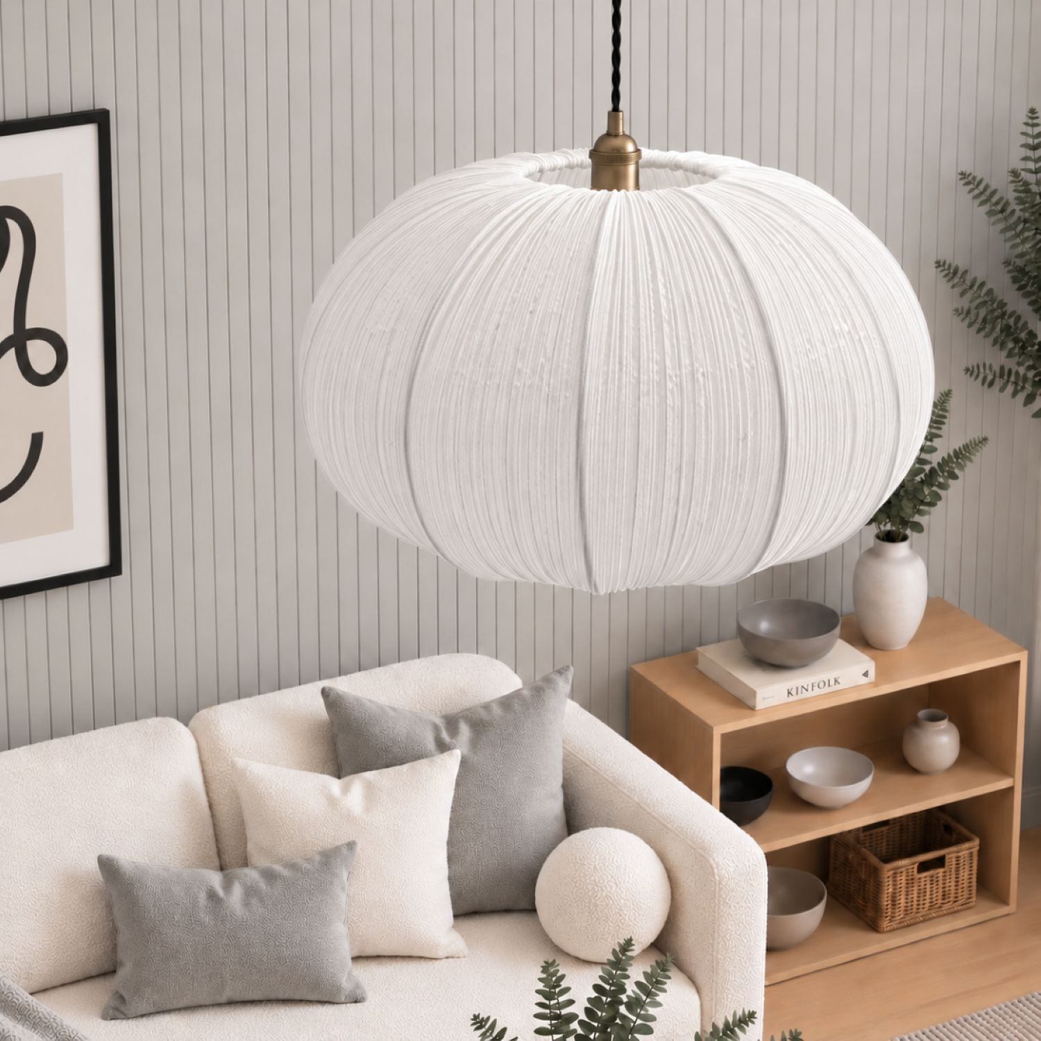 Cgc Lighting Unisex White Palmira Oval 50Cm Stretch Ruffled Silk Fabric Lampshade Extra Large - Image 2