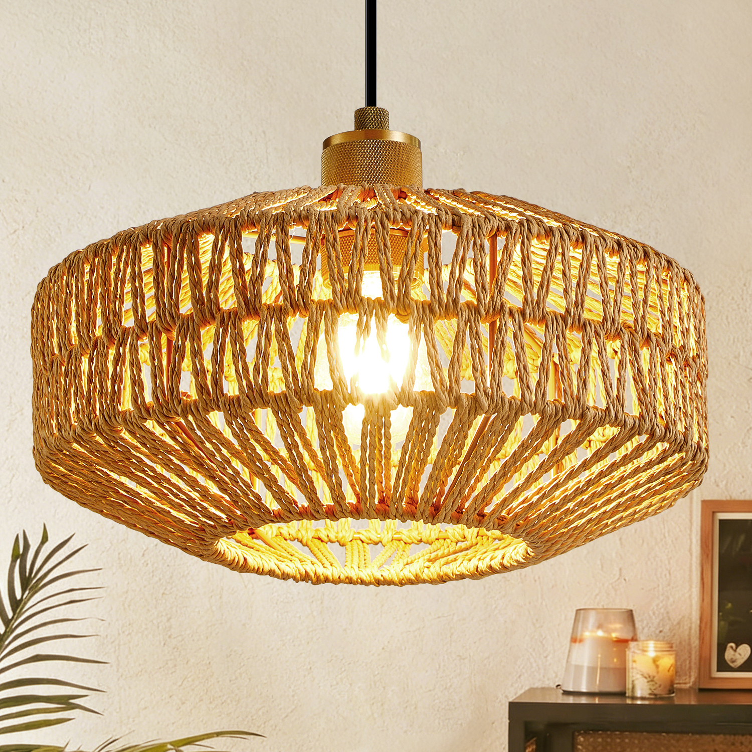 Harper Living Easy Fit Hand Woven Rope Ceiling Light Shade, E27/B22 - Image 3