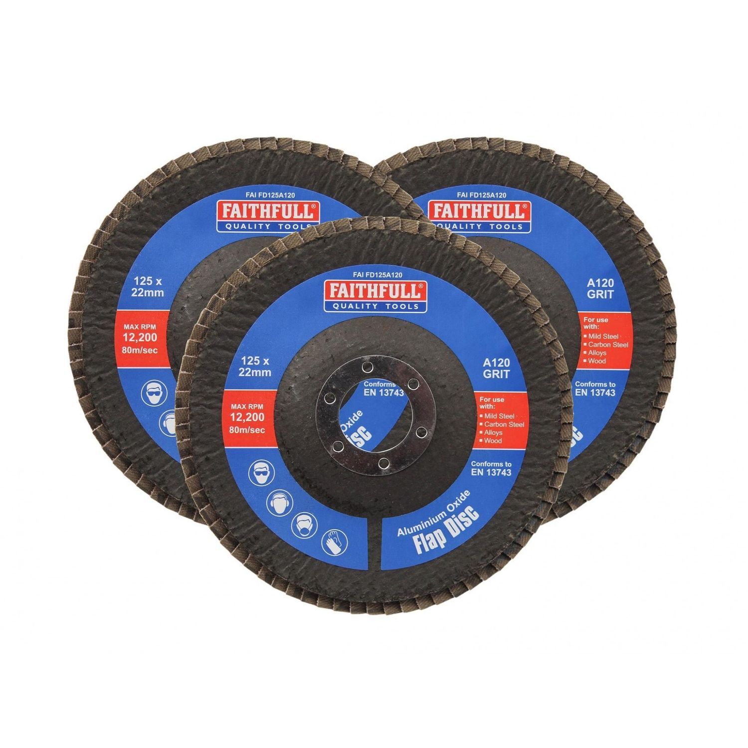 Faithfull Aluminium Oxide Flap Discs C - Multi Colour