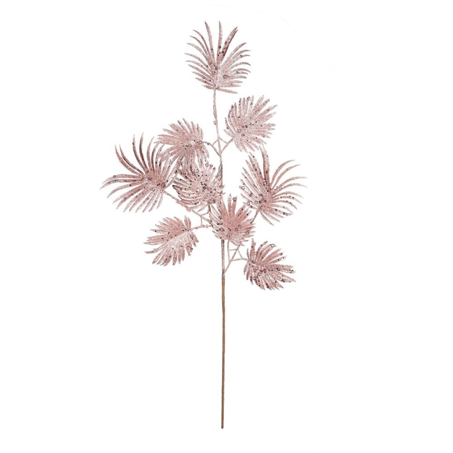 Kdmd Pink Glitter Feather Leaf Stem 2 Pack - Pink - Image 1