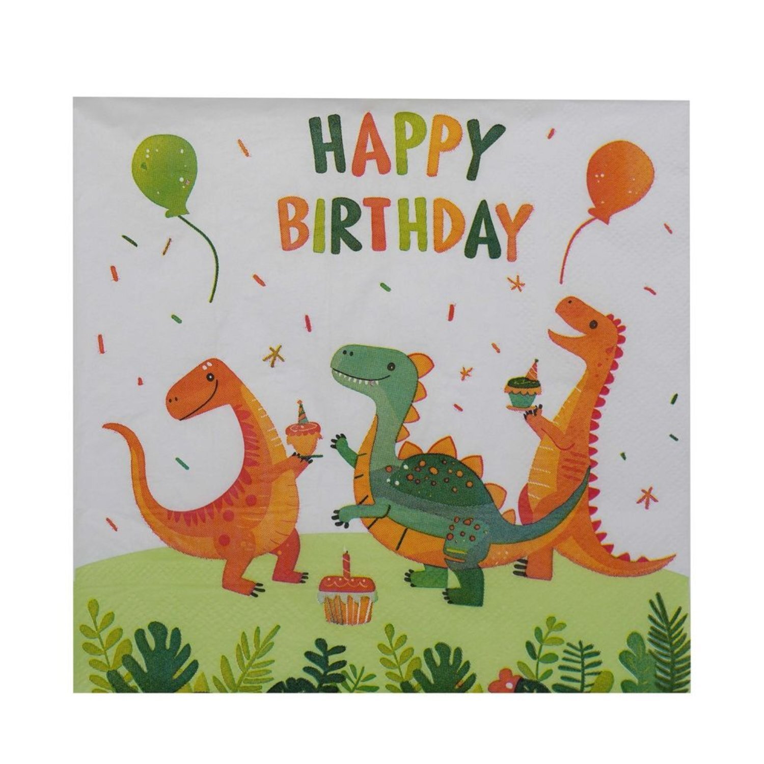 Kdmd Dino Birthday Party Paper Napkins 5 Pack - Multi - Image 1