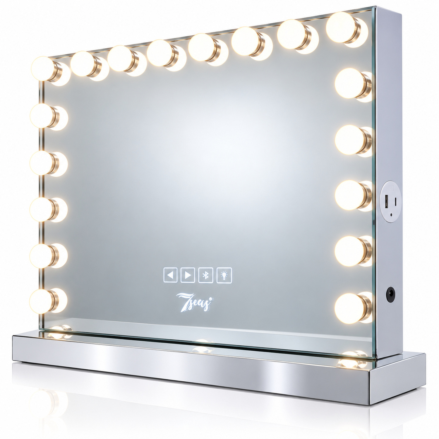 7Seas Lite Pro Plus Audio Led Hollywood Mirror - Silver - Image 1