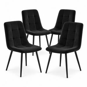 Oira Homes Black Velvet Dining Chairs Set of 4 Modern Tufted Kitchen Chairs