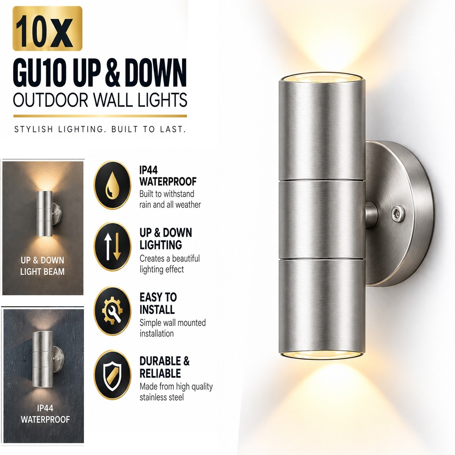Atek 10X Wall Light - Silver