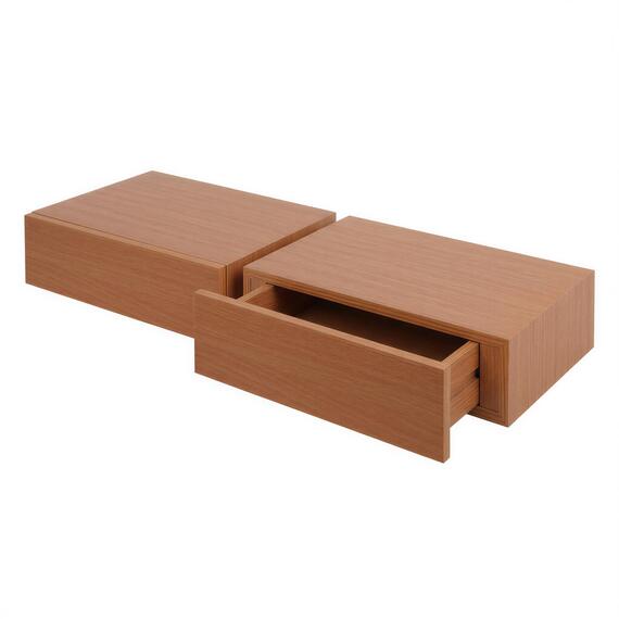40cm Wooden Floating Shelf with Drawer