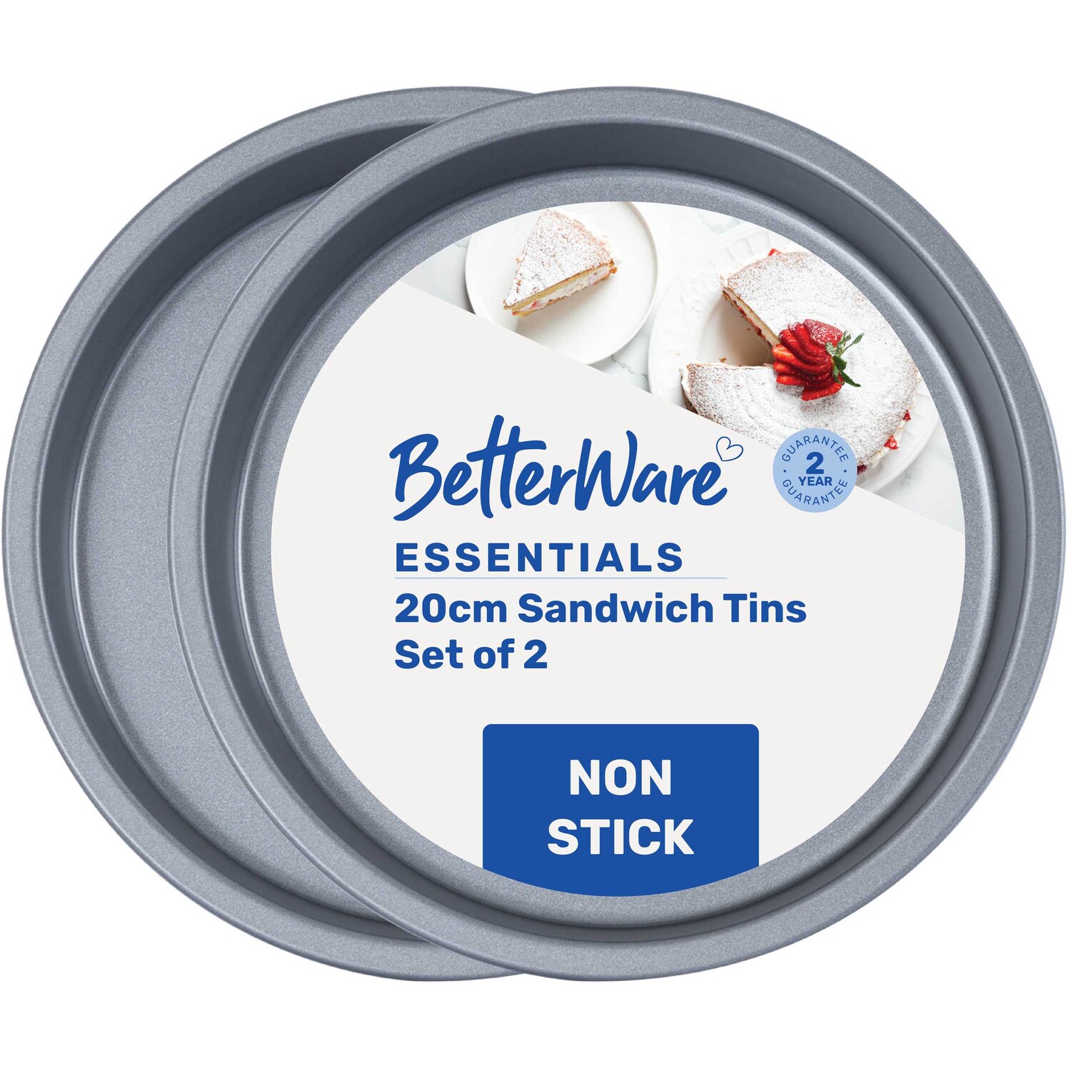 Betterware Essentials 2 X 20Cm Non-Stick Sandwich Tins - Pewter/Pewter