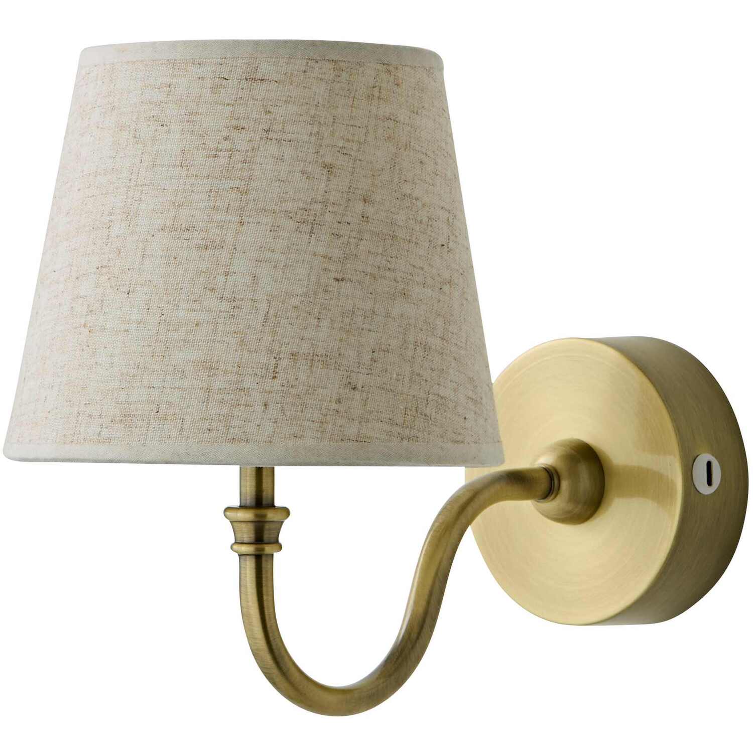 Valuelights Lowe Brushed Gold Rechargeable Wall Light Base With Linen Taper Shade - Image 3
