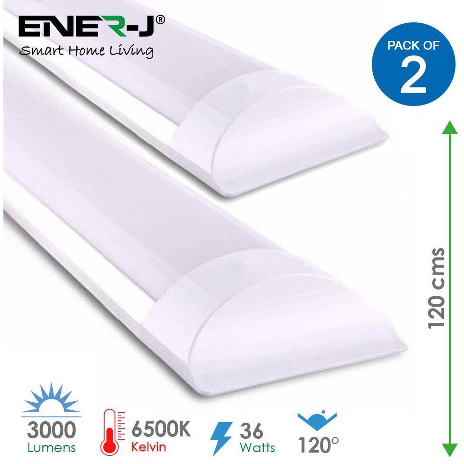 Pack of 2 54W LED Prismatic Batten Fitting Lights, 180cms