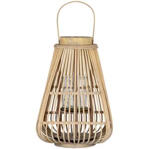 Large Peardrop Wicker Lantern With Glass Holder