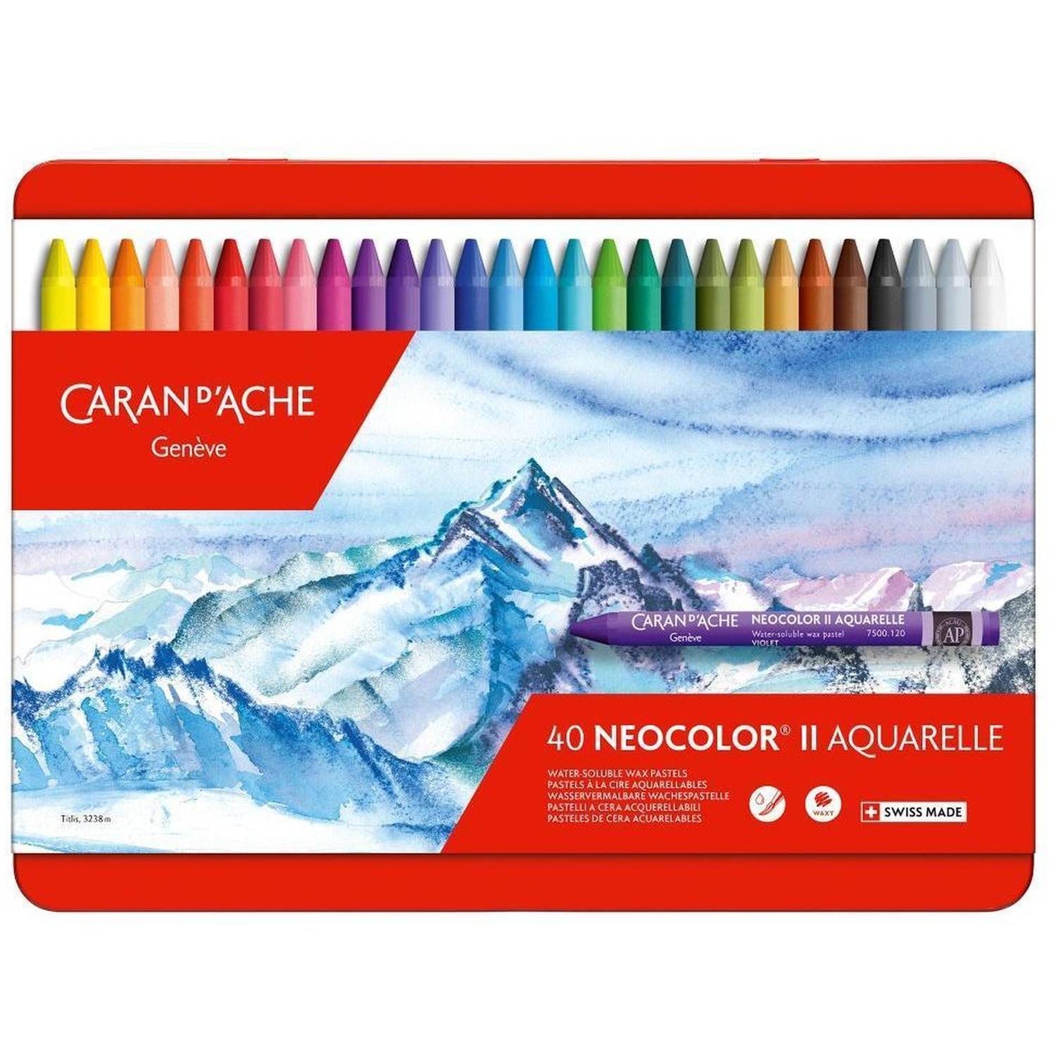 Caran D'ache Neocolor Ii Water Soluble Wax Pastels - Assorted Colours / 40 Pack - Image 1