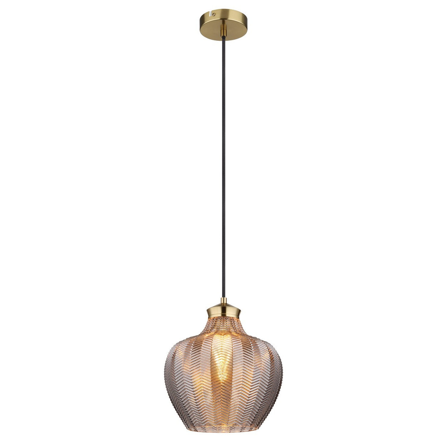 B&Q - Luminosa Jessica Dome Pendant Ceiling Light Gold Colours Matt Smoke Glass Shade 1X E27 - Image 2