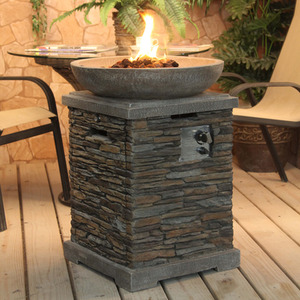 Slate Effect Gas Fire Pit Garden Patio Heater