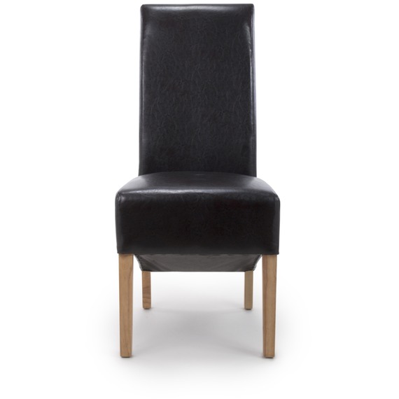 Pair of Krista Roll Back Bonded Leather Black Dining Chair