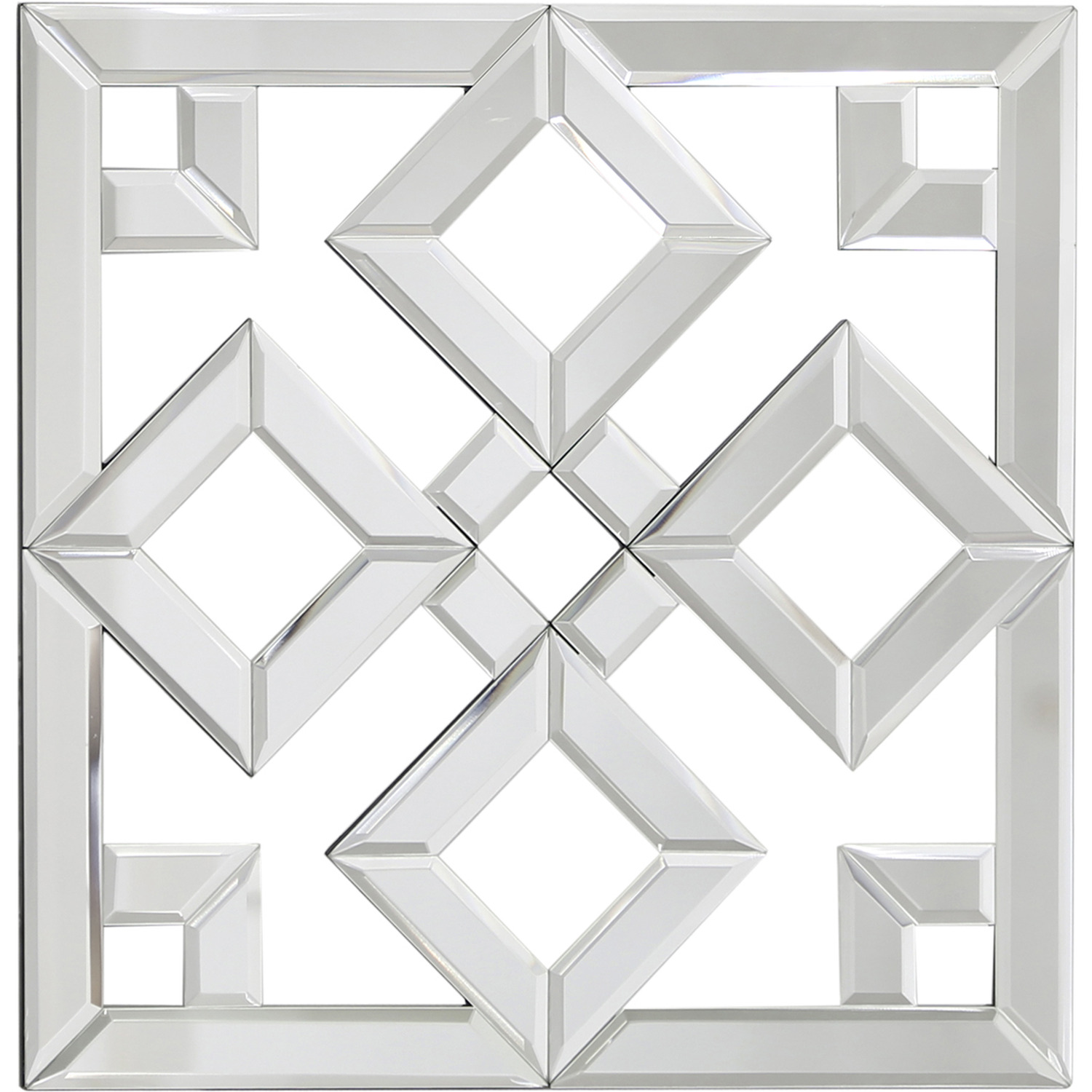 Vanity Living - Set of 6 Abstract 40x40cm Accent Wall Mirror - Silver thumbnail