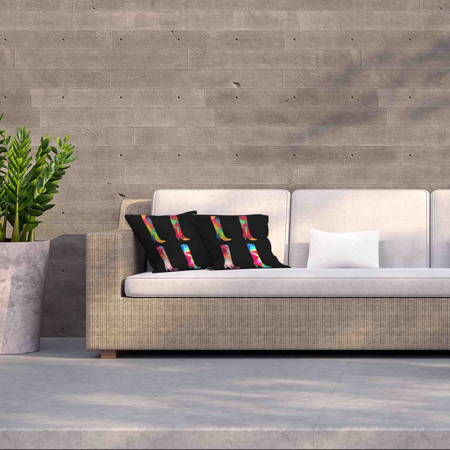Geometric Boots Outdoor Cushion - Black / 60cm