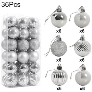 Silver 36 Pieces Glittering Christmas Balls Baubles Hanging Xmas Tree Ornament Decor shot 1833894