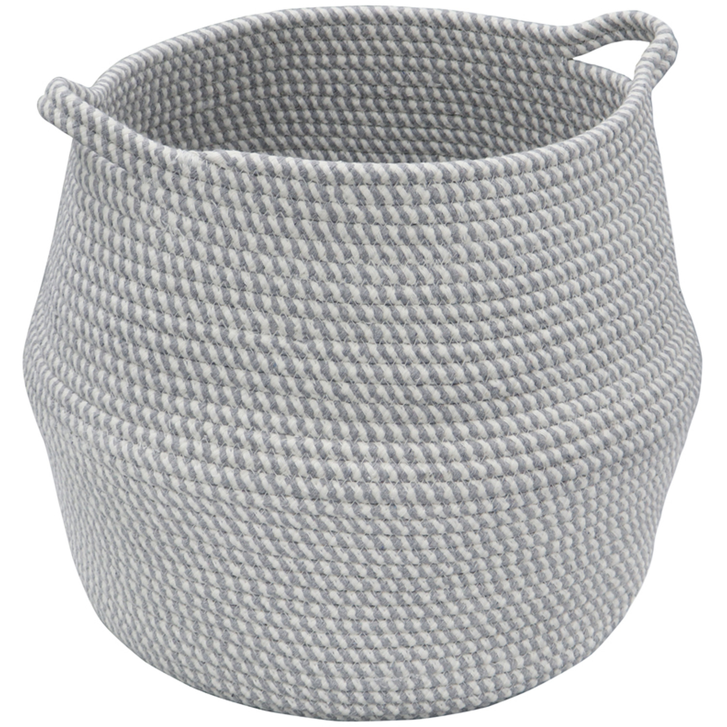 Jvl Edison Round Belly Cotton Rope Storage, Large, Grey - Grey