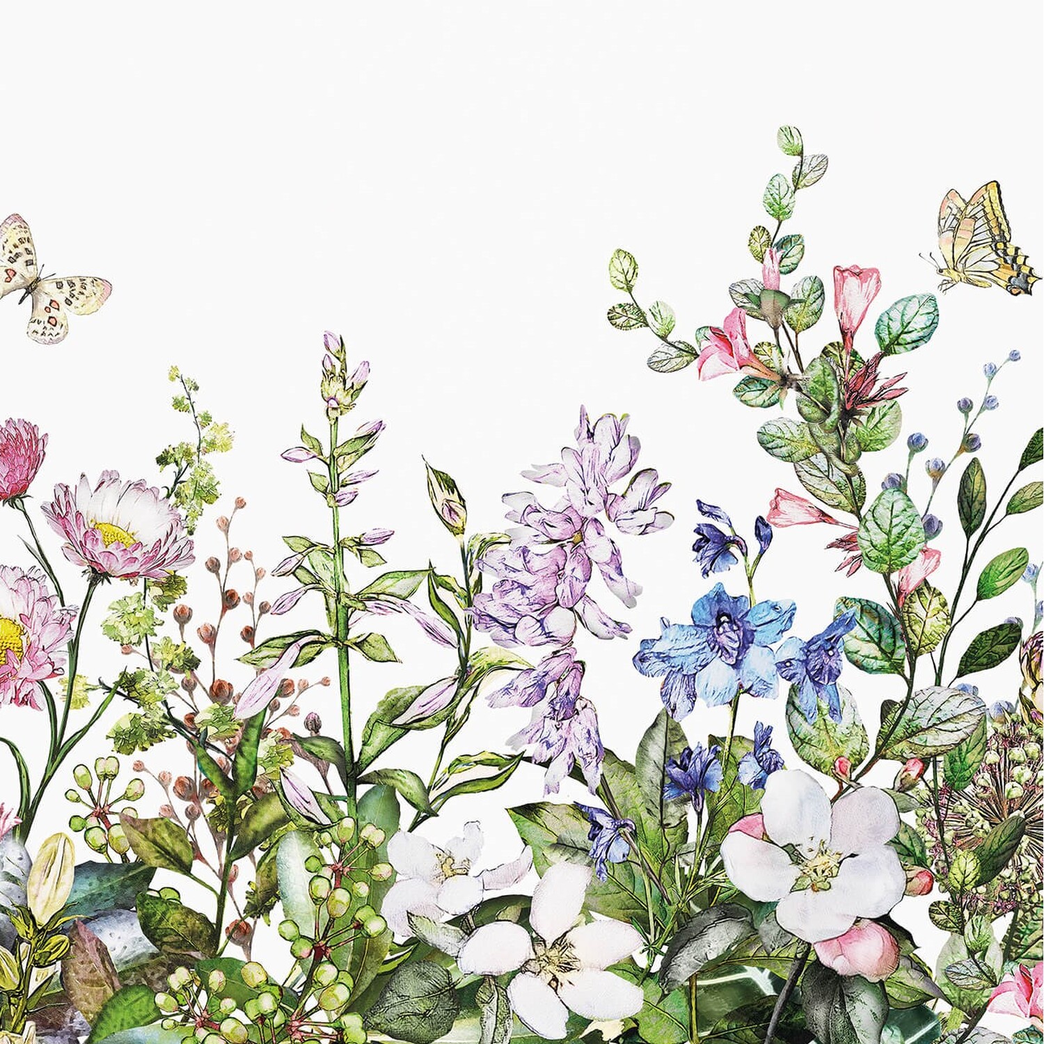 Summer Flowers Wall Mural - White
