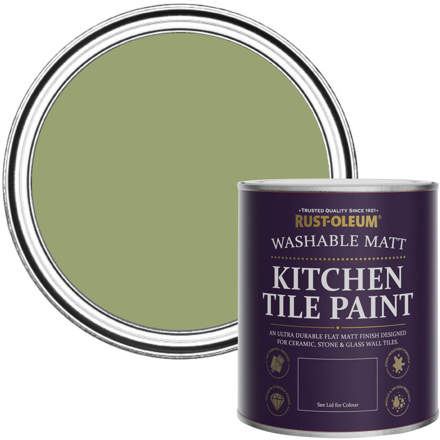 Rust-Oleum  Kitchen Tile Paint Matt - Familiar Ground 750ml -  green