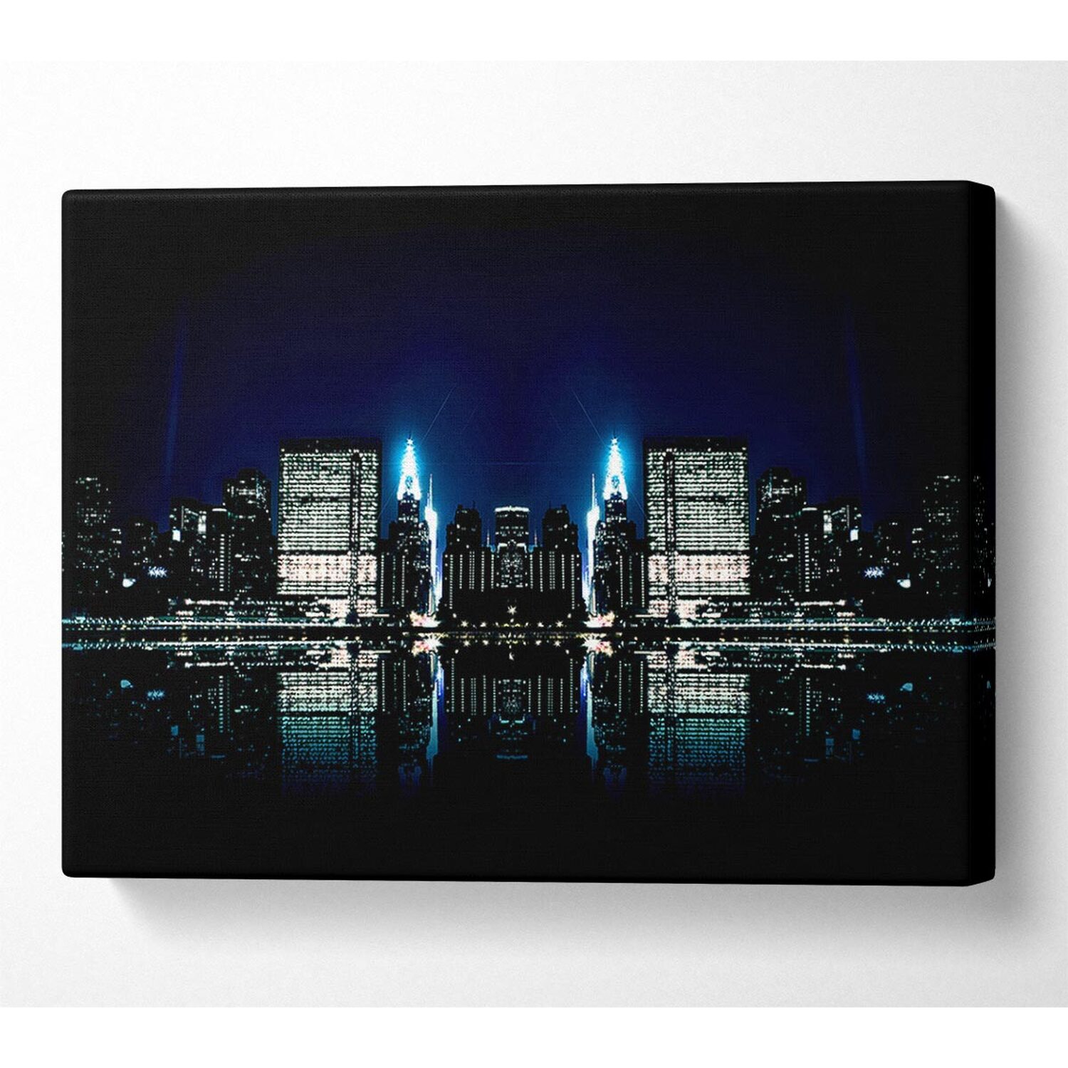 Wallart-Direct - City Night Reflections Canvas Print Wall Art - Yellow / 101.6cm thumbnail