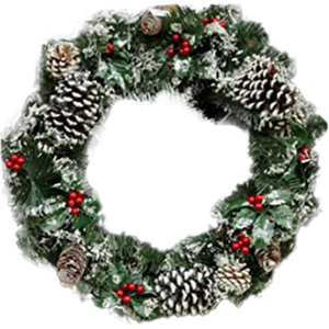 Artificial Snow Dusted Door Wreath with Berries and Pinecones 50cm