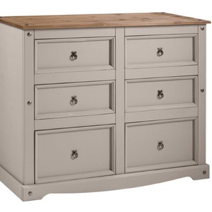 Corona 6 Drawer Large Wide Chest of Drawers Wooden Pine