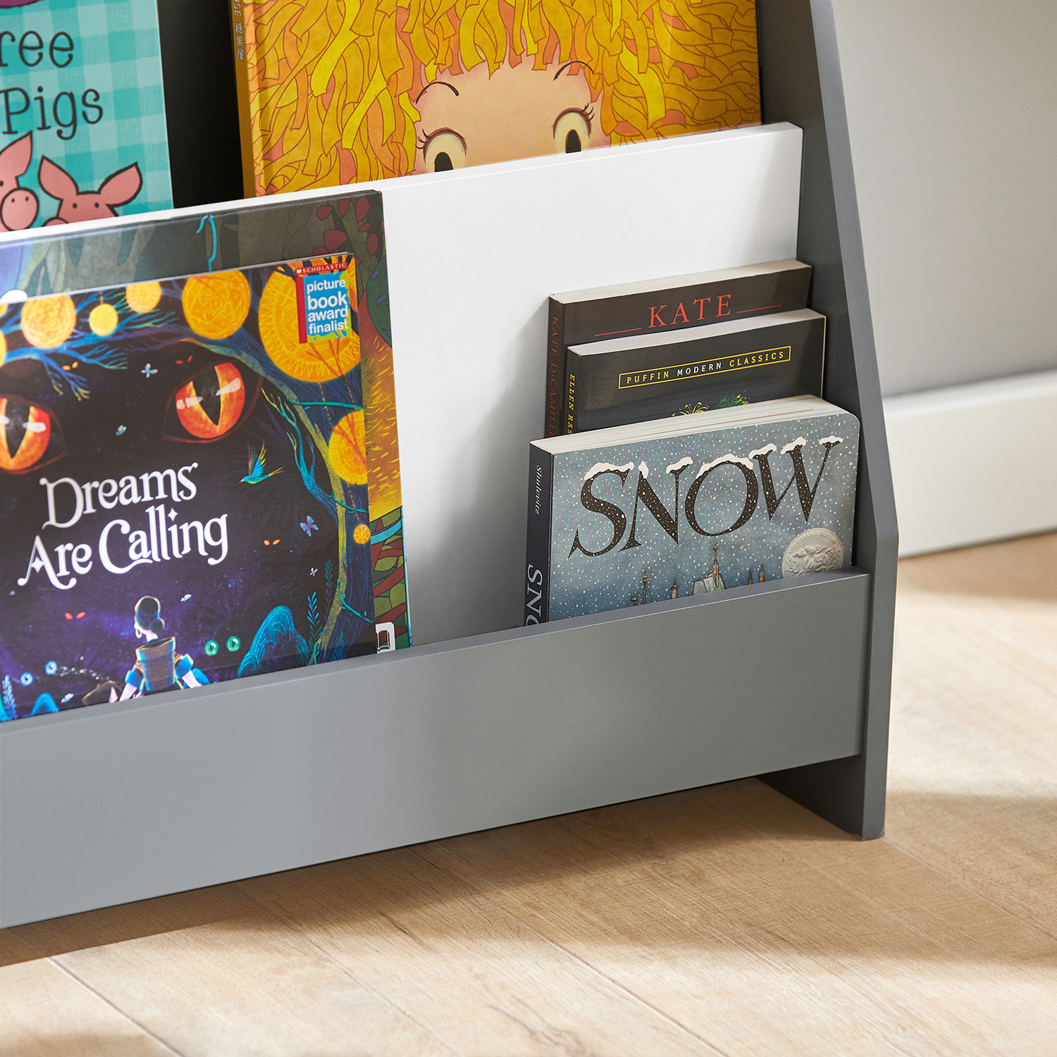 Sobuy Children Bookcase Kids Storage Shelf With 4 Shelves - Grey