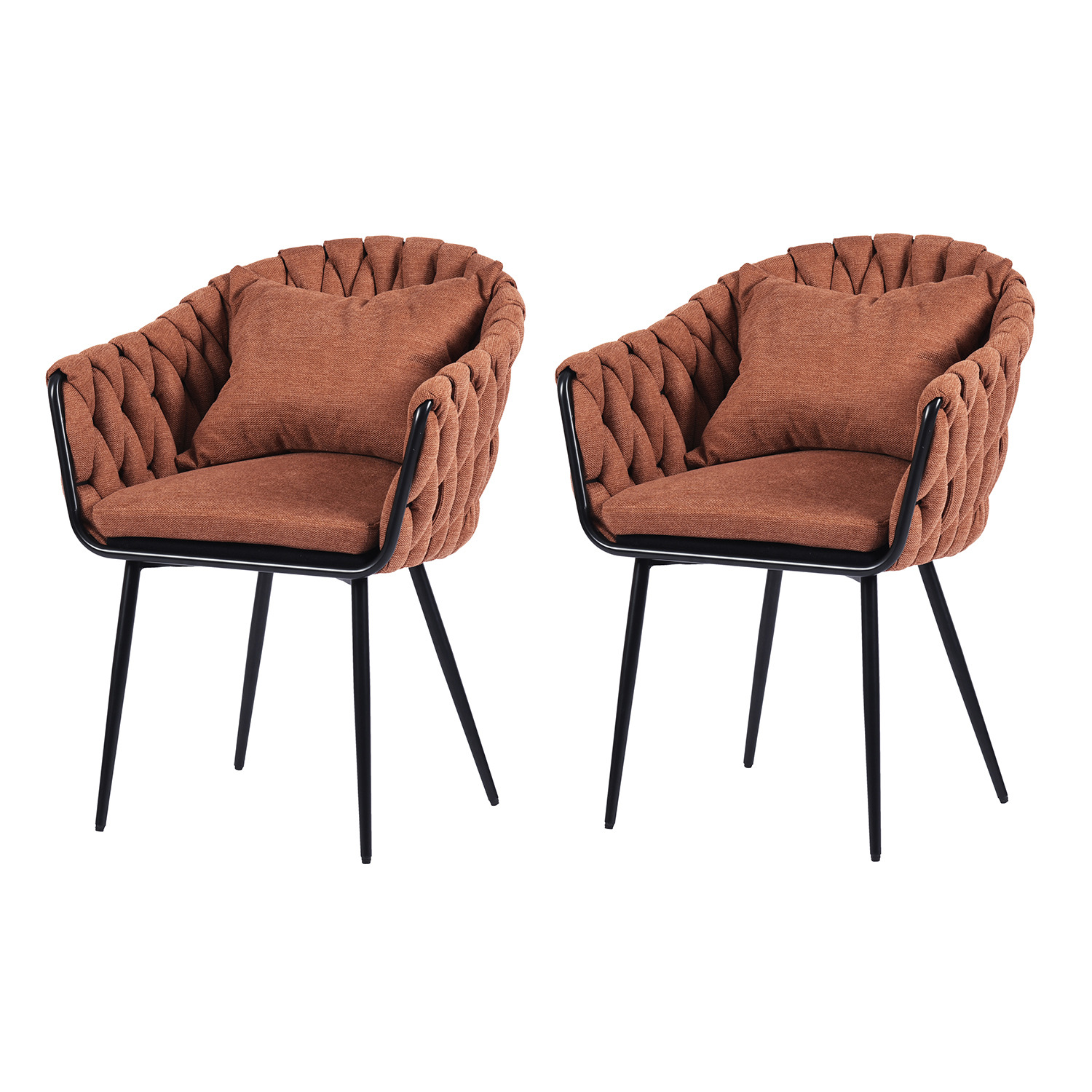 URBAN MEUBLE - Gosse Set of 2 Dining Chair Armrests with Removable Cushion - Orange thumbnail