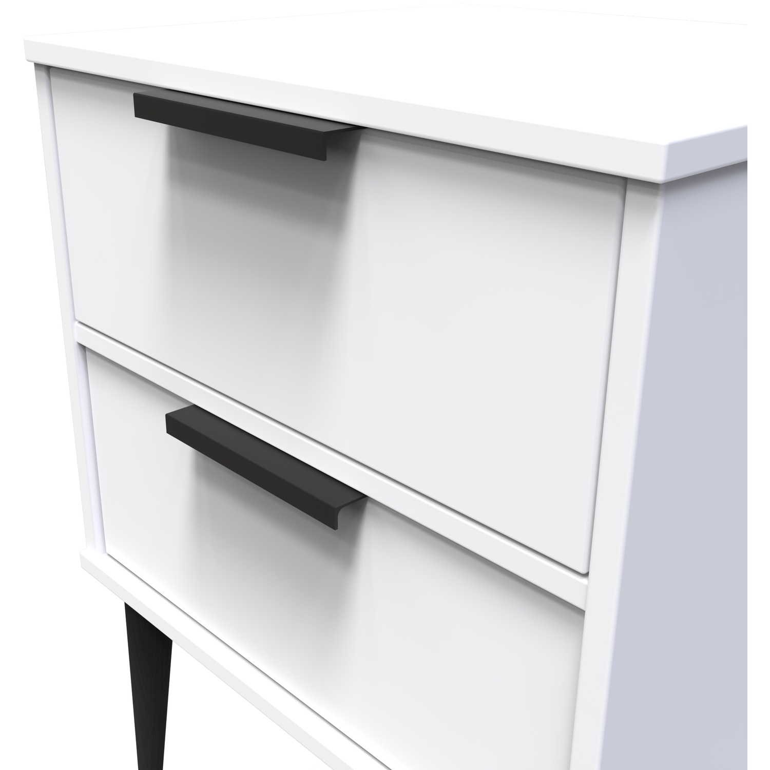 Hong Kong Ready Assembled 2 Drawer Bedside Cabinet - White Matt