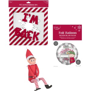 Elf Delivery Balloon Box Elf Arrival Set Helium Balloon and Elf Im Back