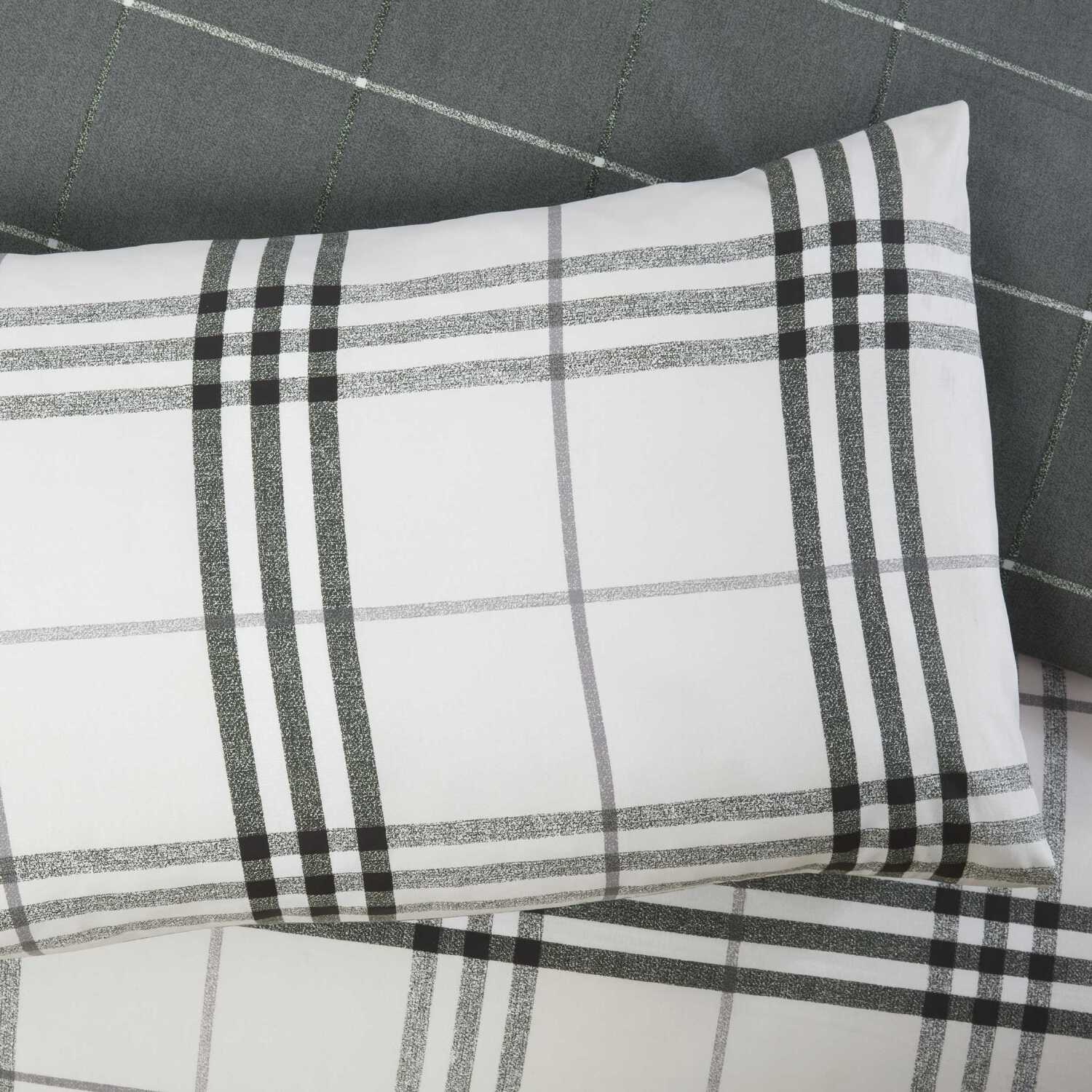 Harris Check Microfibre Duvet Set - Grey Single