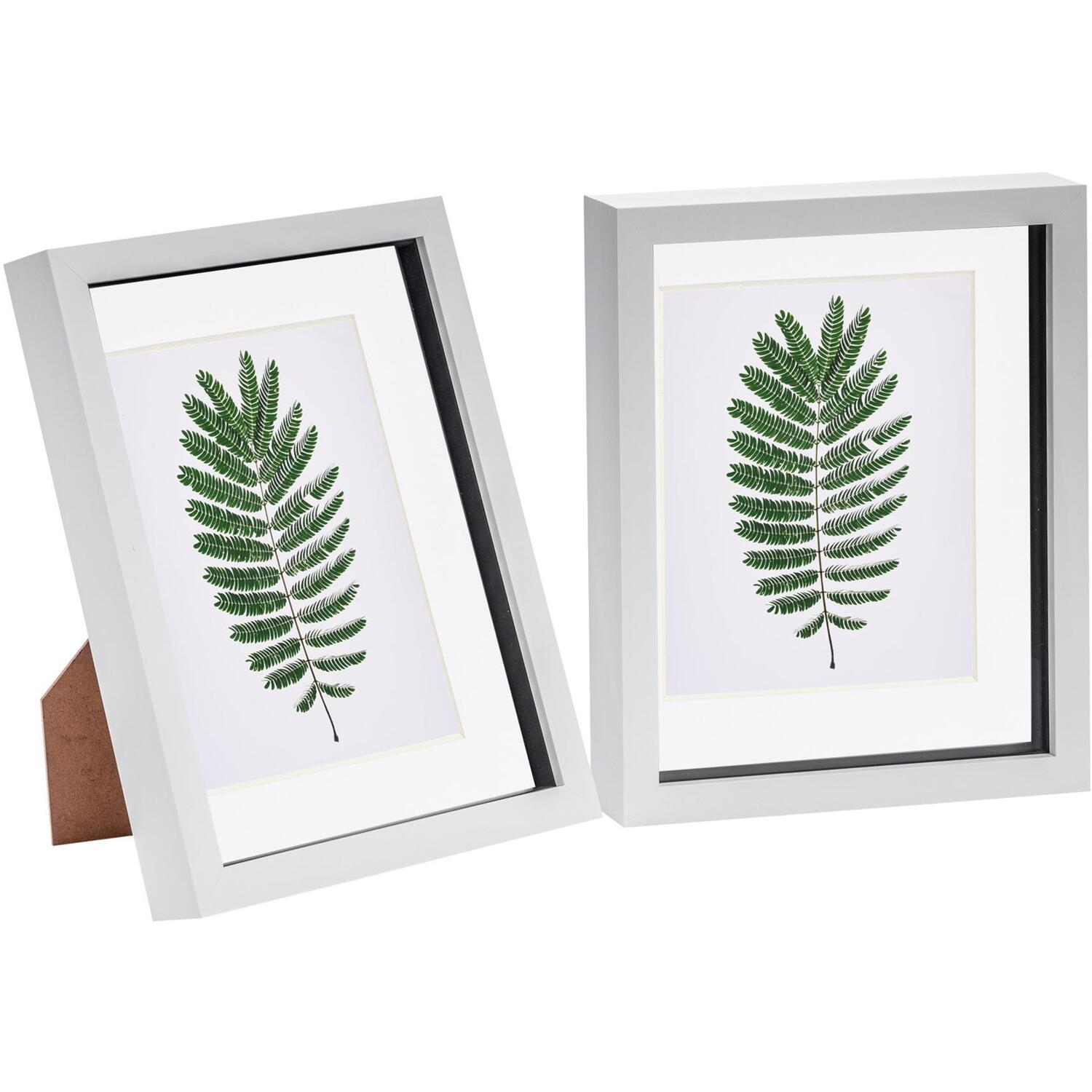 3D Box Photo Frames - 8x10" with 5x7" Mount - Pack of 2 - White