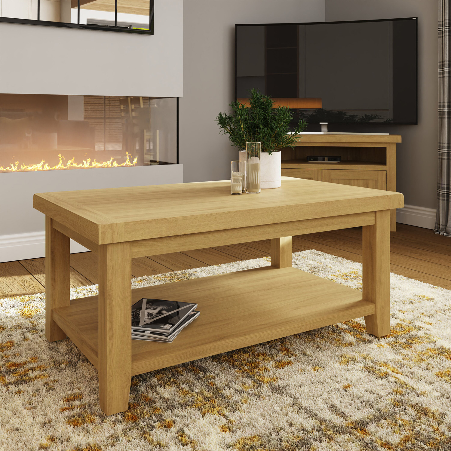 FWStyle - Large Natural Oak Coffee Table - Natural Oak thumbnail
