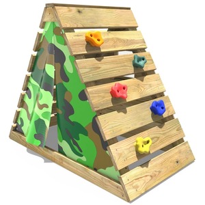 Wooden Climbing Pyramid with Climbing Wall and Secret Den
