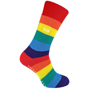 1 Pack Rainbow Striped Thermal Non Slip Slipper Socks for Winter