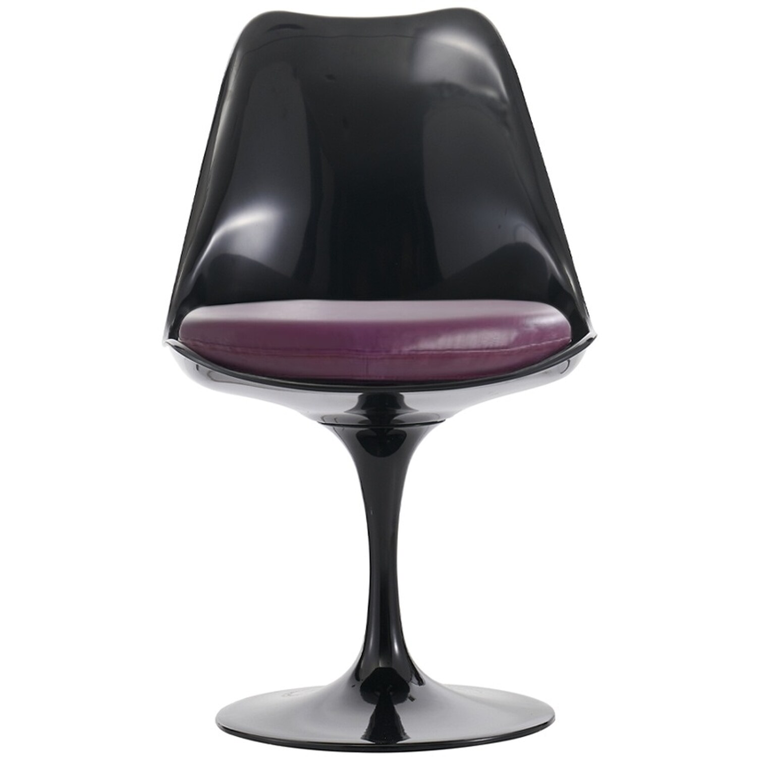 Black Tulip Dining Chair With Pu Cushion - Purple