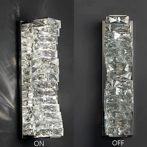 Genuine K9 Crystal Wall Sconce Lighting LED Mount Art Decoration Modern Silver