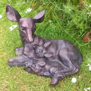 Doe and Baby Fawn Sculpture