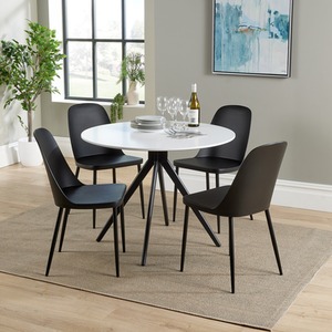 Aspen Round 100cm Dining Table with Black Metal Centre Pedestal Leg