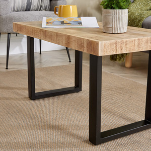 Natural / 85cm Home Source Cortez Mango Wood Rectangular Coffee Table shot 6078244