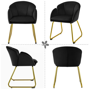 Black Yaheetech Flower Shape Vanity Chair Accent Chair shot 6213438