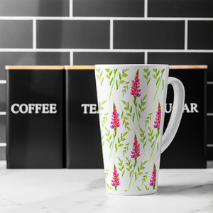 Pink  Green Leaves Latte Mug