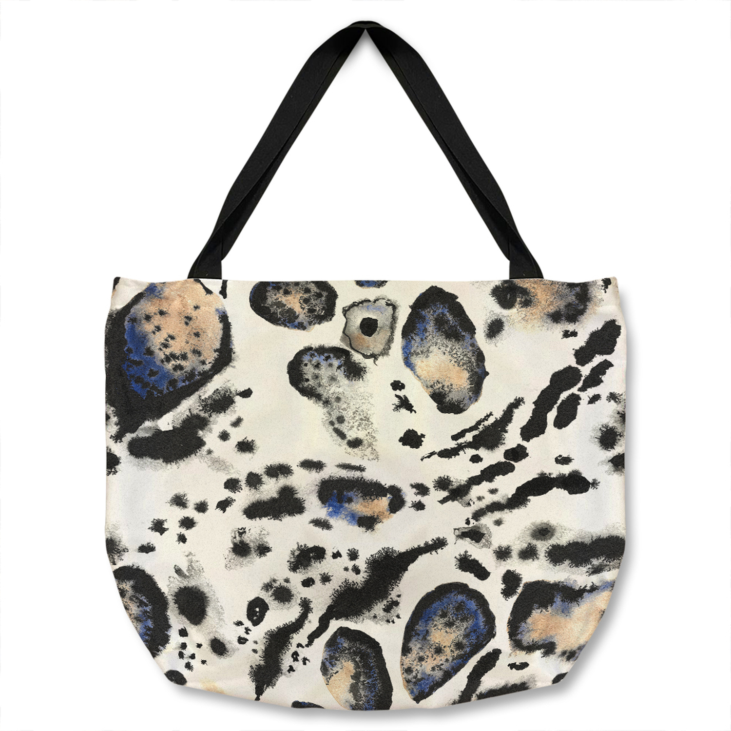 Heron Lotus Pattern Print Leather Tote Bag